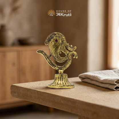 HOA Om Ganesha Metal Idol – 4.5 Inches