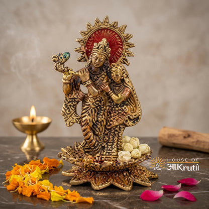 HOA Radha Krishna Metal Statue – 5.5x3.5 Inches