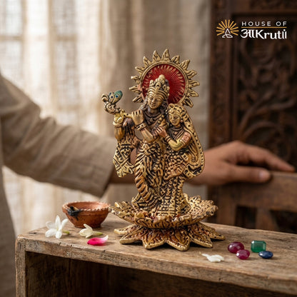 HOA Radha Krishna Metal Statue – 5.5x3.5 Inches