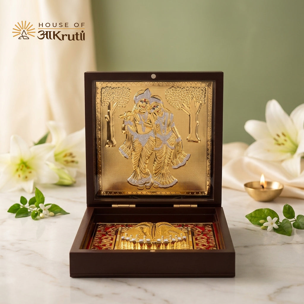HOA Radha Krishna Silver Plated Photo Frame – 4x4 Inch