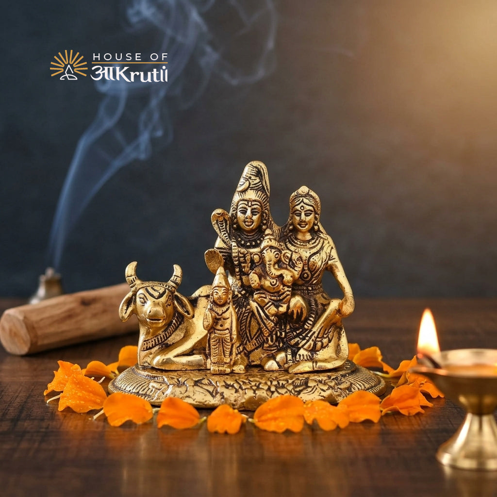 HOA Shiv Parivar Metal Idol – 5.9 x 6.3 Inches