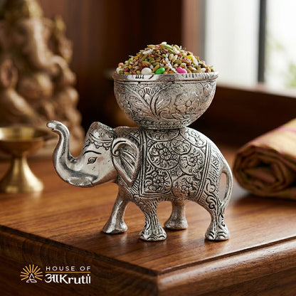 HOA Silver Plated Mukhvas Elephant Set – 5.5 x 5.1 Inches