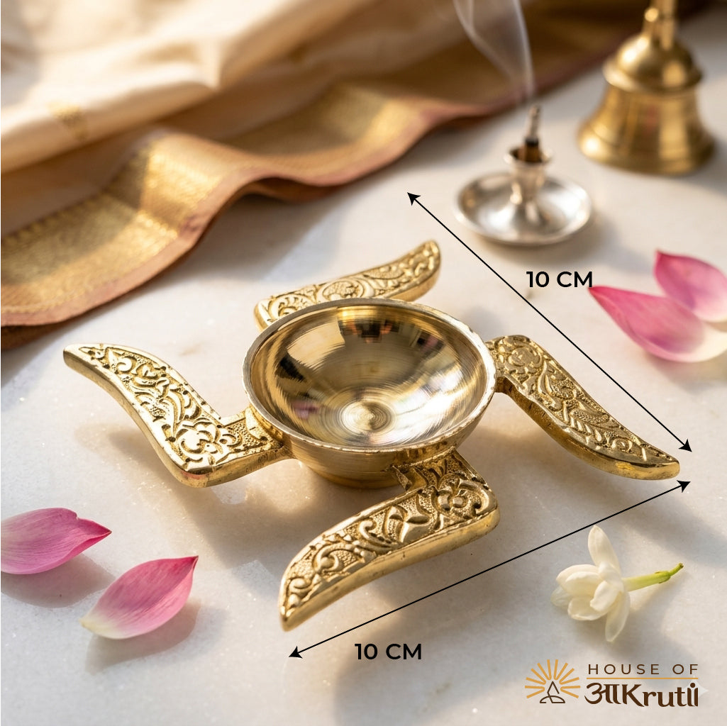 HOA Oil Lamp Metal Diya – 3.9 x 3.9 Inches