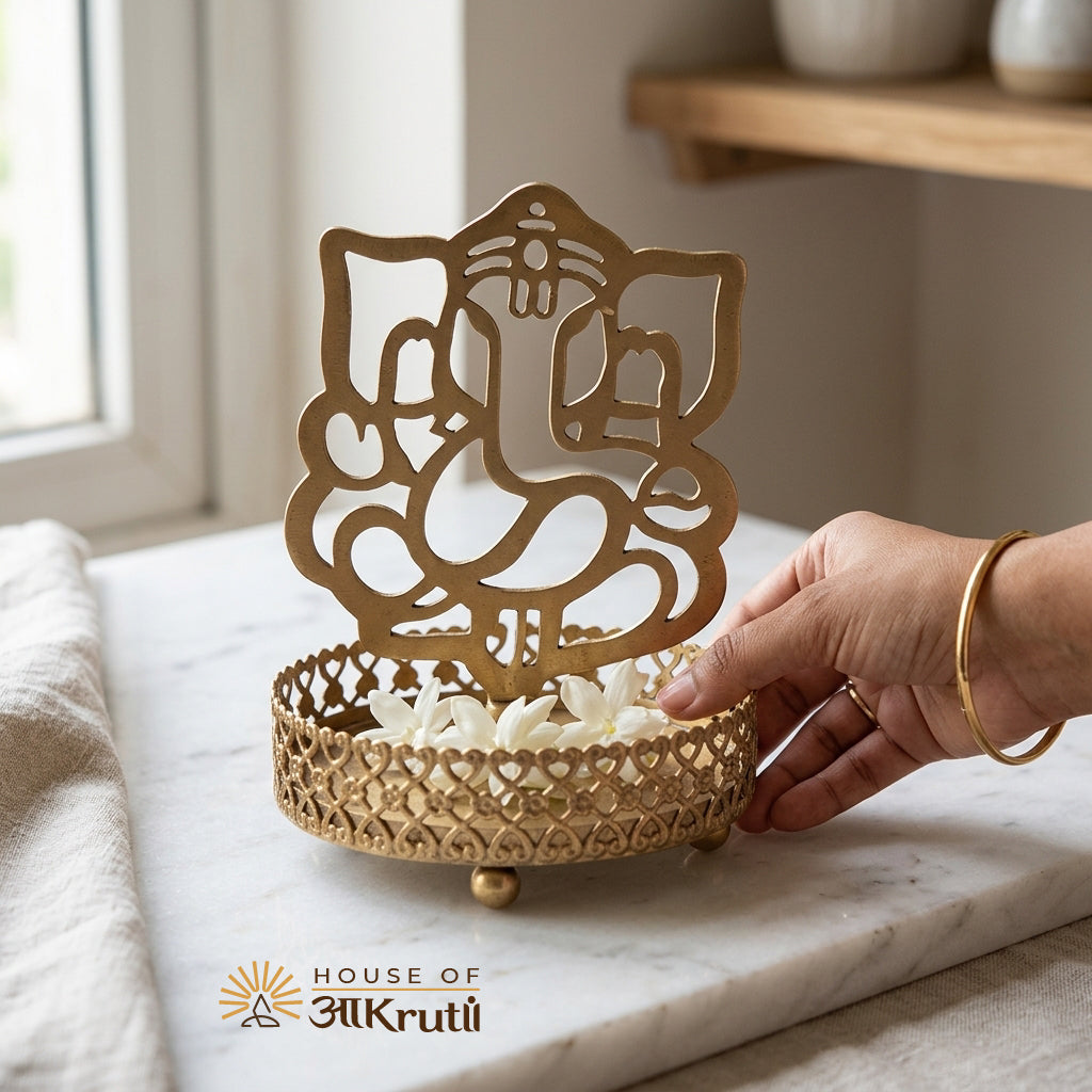 HOA Metal Ganesha Candle Stand – 3 Inches