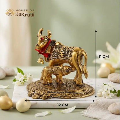 HOA Cow with Calf Metal Idol Gold – 4.7 x 4.3 inches