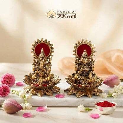 HOA Lakshmi Ganesha Metal Idol – 2.7 x 6.6 inches