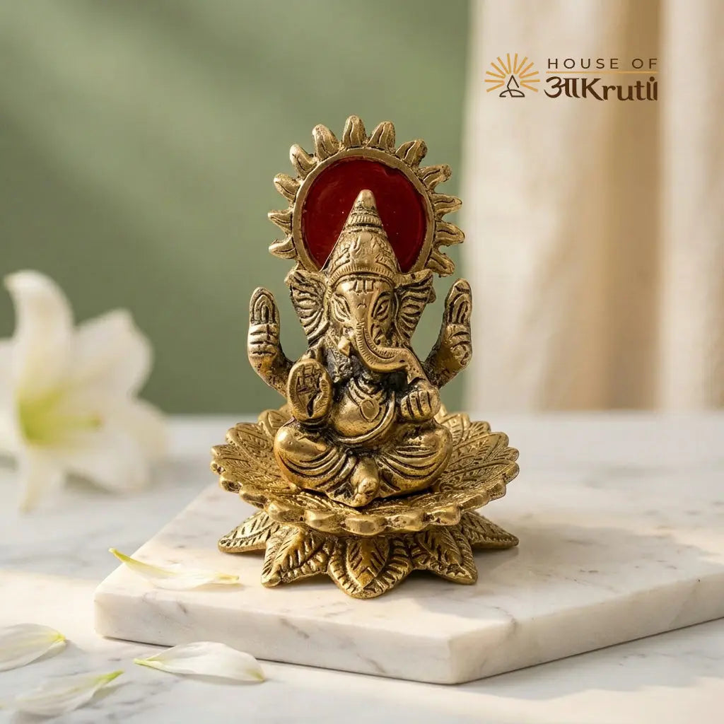 HOA Metal Ganesha Idol – 3.9 x 3.1 Inches