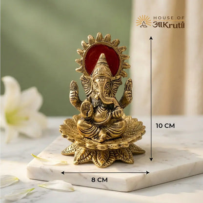 HOA Metal Ganesha Idol – 3.9 x 3.1 Inches