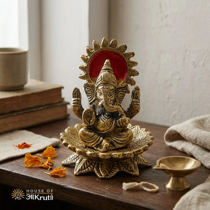 HOA Metal Ganesha Idol – 3.9 x 3.1 Inches