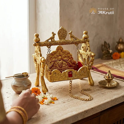 HOA Metal Jhula Swing for Laddu Gopal – 5.9 × 5.1 Inches